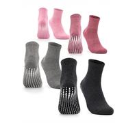 Occulto chaussettes antidérapantes femmes 80% coton 2-4 Paires (modèle: Madeleine) 4 Paires | Gris,noir,rose,rouge 35-38