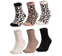 Occulto Chaussettes Coton Motif Leopard Femme Lot de 6 (modèle: Leonie)