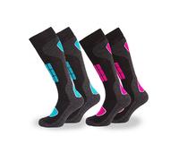 Occulto Chaussettes de sport 'Ski Maria' bleu / anthracite / gris foncé / rose, Taille 39-42