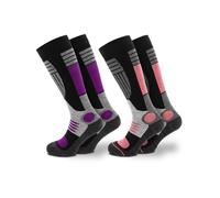 Occulto Chaussettes de sport 'Ski Maria' gris chiné / violet / rose / noir, Taille 35-38