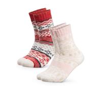 Occulto Chaussettes 'Merino Wollsocken Lumi' crème / rose / rouge, Taille 35-38