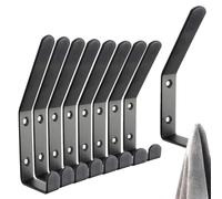 Occupaternm 9 Pièces Patere Murale Noires, Matériau en Fer, avec Vis et Butées en Caoutchouc, Fixation Par Vis, Idéales pour Suspendre Manteaux, Vestes, Chapeaux, Écharpes (Noir)