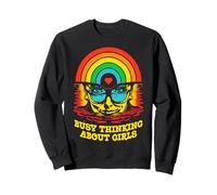 Occupé à Penser aux Filles Gay Pride Lesbian Rainbow Woman Sweatshirt