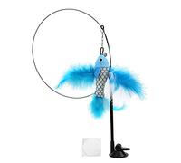 Occupiedpet à Ventouse pour Chat, Jouet interactif en Plumes avec Fil d'acier Pliable, tête remplaçable pour Chats et Chatons d'intérieur (Blauer fliegender Fisch)