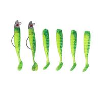 Occupiedpet Artificial Fishing Bait, 2 Sets Silicone Soft Lures, Internal Live Head and Barbed Hook, Suitable for Saltwater Freshwater Bass Crappie Walleye Fishing (Vert huileux)