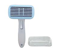 Occupiedpet Cat Shedding Brush, One Key Self Cleaning Cat Grooming Brush for Loose Hair Removal, 8.3in Length Massage Pet Comb (Blue)