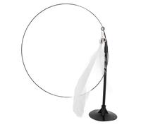 Occupiedpet Cat Teaser Stick Suction Cup Feather Bell Cat Toy Interactive Self Entertainment Plaything for Kittens Indoor Daily Use (Plume Blanche)