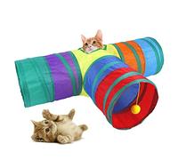 Occupiedpet Cat Tunnel Toy, 3 Way Rainbow Interactive Cat Tube, 31.5in Length Collapsible Pet Play Tunnel with Play Ball