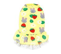 Occupiedpet Dog Dress, Cotton and Polyurethane Pet Apparel with Strawberry Rabbit Pattern, Yellow Cute Puppy Clothes for Spring Summer Small Dogs (XL)
