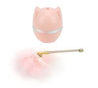 Occupiedpet Interactive Cat Toy with Feather and Bell, Tumbler Design Spring Base Cat Teaser Wand for Indoor Kittens, 10.6 inches Tall (Rose)