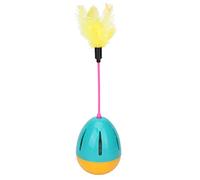 Occupiedpet Interactive Feather Cat Toy, 360 Degree Rotating Teaser Wand with Bell and Colorful Feathers, Plastic Pole for Kittens and Cats, 2.8 x 7.9 inches (Bleu Vert et Jaune)