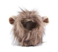 Occupiedpet Lion Mane Wig for Cats, Funny Pet Headwear Costume with Strap on Design, Cute Lion Hair Hood for Small Dogs, Polyester Halloween Accessory (Cat Lion Hood S)