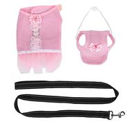 Occupiedpet Pet Dress Shirt and Skirt Set, Pink Gingham Princess Apparel with Bow for Small Dogs and Pets, Model GXBD01 (GXBD01 Pink XS)