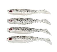 Occupiedpet Soft Fishing Bait, T Tail Double Colored Simulated Lure, 4 Pieces 3.0 in PVC Angling Accessory for Freshwater Saltwater Outdoor Fishing (Noir Transparent)