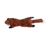 Occupiedpet Squeaky Dog Toy, 18.5 inch Fluffy Plush Chew Toy with Dual Sound, Flat No Stuffing Animal Design for Puppies and Small Dogs (Marron foncé)