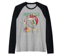 Occupy Mars - Chat Amusant Astronaute rétro Manche Raglan