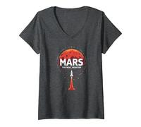 Occupy Mars : la Prochaine frontière de l'exploration Spatiale T-Shirt avec Col en V, Femme, Chiné Foncé, M