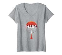 Occupy Mars : la Prochaine frontière de l'exploration Spatiale T-Shirt avec Col en V, Femme, Gris Chiné, XL
