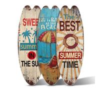 Occzin Lot de 3 planches de surf décoratives 45,5 cm - Planche de surf pour extérieur, terrasse, balcon, jardin, piscine, décoration d'été, Tiki, plage et mer, tableau mural méditerranéen pour fête