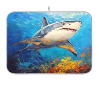 Ocea Sea Shark Tapis de séchage pour comptoir de cuisine Mat Résistant à la chaleur Tapis de séchage Mar Jumbo 18 x 24 cm