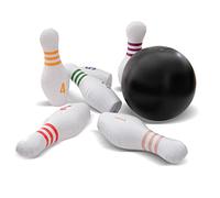 Ocean 5 Jeu de bowling gonflable géant | Kit de bowling pour enfants | 1 balle de bowling avec six cônes de bowling de 68,5 cm de haut | Pompe et rustine de réparation | Jeu de cônes gonflables | Jeu