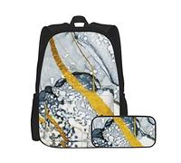 Ocean Art Ensemble sac à dos et trousse à crayons unisexe de style naturel de luxe, sac à dos multifonctionnel, deux pièces, sac à dos décontracté avec trousse à crayons pour garçons et filles