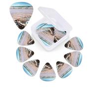 Ocean Beach Lot de 12 médiators personnalisés en celluloïd avec boîte de rangement en celluloïd coloré avec médiators fins, moyens et lourds pour guitare acoustique et basse