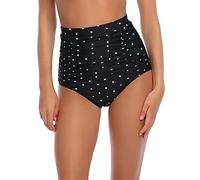 Ocean Blues Bas de bikini taille haute pour femme avec fronce | Couverture complète, fronceur galbant, matériau extensible doux, séchage rapide, ajustement confortable, plage, piscine