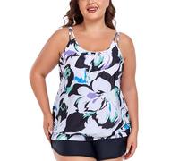 Ocean Blues Haut de Tankini Grande Taille pour Femmes Seulement Coupe Ample Blouson Haut de Maillot de Bain Tankini, imprimé floral, XXL