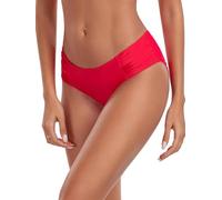 Ocean Blues Slip Bikini pour femme avec volants latéraux à couverture totale Bikini Bottom, rouge, M