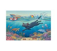 Ocean Bombay - Puzzle de plongée en bois pour adultes de 1 000 pièces, motif chaton d'été, mer côtière, décorations sous-marines pour divertissement à domicile