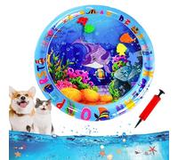 Ocean Breeze Splashland for Cats, 25/40Inchs Cat Waterbed Toy with Fish, Cat Play Pool with Fish, Interactive Pet Toy for Indoor Outdoor Cats in Summer (25Inchs-A)