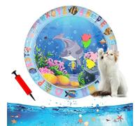 Ocean Breeze Splashland for Cats, 25/40Inchs Cat Waterbed Toy with Fish, Cat Play Pool with Fish, Interactive Pet Toy for Indoor Outdoor Cats in Summer (25Inchs-D)