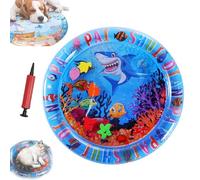 Ocean Breeze Splashland for Cats, Interactive Pet Water Bed, Cat Play Pool with Fish, Thickened Anti-Scratch Water Mat for Indoor Cat Dog (Small Round Model B)