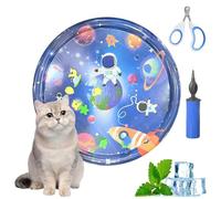 Ocean Breeze Splashland for Cats,Pet Water Bed for Dog,Cat Water Sensory Mat with Fish with Manual Air Pump,Thickened PVC, Anti-Scratch, Rapid Cooling for Both Indoor Outdoor in Summer (39in H)