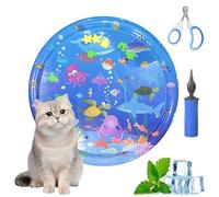 Ocean Breeze Splashland for Cats,Pet Water Bed for Dog,Cat Water Sensory Mat with Fish with Manual Air Pump,Thickened PVC, Anti-Scratch, Rapid Cooling for Both Indoor Outdoor in Summer (39in L)