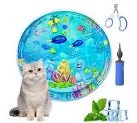 Ocean Breeze Splashland for Cats,Pet Water Bed for Dog,Cat Water Sensory Mat with Fish with Manual Air Pump,Thickened PVC, Anti-Scratch, Rapid Cooling for Both Indoor Outdoor in Summer (39in P)