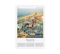 Ocean City Impression couleur Ocean City Real Photo Poster de voyage Cadeau New Jersey États-Unis USA Art mural Impression sur toile sans cadre 40,6 x 61 cm