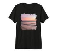 Océan, Coucher de Soleil, Plage, Vagues Douces, Horizon côtier T-Shirt Haut de Gamme
