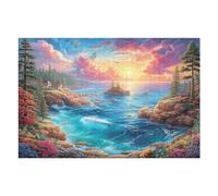 Océan Coucher de Soleil Vague 1000 Pieces Casse-tête Amateur d'art en Carton Haute Qualité Difficile Niveau Expert Décoration Murale Cadeau Fête des Mères Haute Qualité 1000 PCS