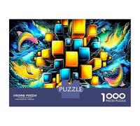 Océan cubique Puzzles 1000pcs Jeu Éducatif Cubes néons Puzzle Classique De Décoration Intérieure Carton 100% Recyclé Jeu De pour Toute La Famille pour Adultes 70x50cm/1000pcs
