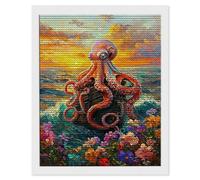 Océan De Pieuvres Diamond Painting Adultes Enfant, 5D DIY Peinture Diamant Kit Complet, Peinture Diamant Artisanat Strass Point de Croix Painting pour Adultes, Décor Intérieur, Cadeaux 20x30 cm s1188