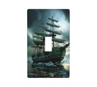 Ocean Deck Plaque d'interrupteur à bascule simple Motif drapeau noir