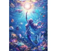 OcéAn Diamond Painting 40x50cm, DIY 5D Peinture Diamant SirèNe Diamant Painting Enfants, Bricolage Diamond Painting Loisirs Créatifs Adultes Point de Croix Broderie Paintings, Decoration Murale