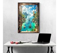 OcéAn Diamond Painting Adulte Bateau Peinture Diamant Adulte DIY Broderie Diamand Cristal Art Kits, Peinture Diamant Strass Point de Croix Kits, pour Décoration Murale Maison, Cadeau 70x95 cm PJY9 P-1