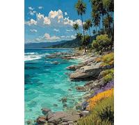 OcéAn Diamond Painting Adulte, Diamond Painting Paysage Broderie Diamant 5D DIY Diamant Cristal Strass Point de Croix Loisirs Créatifs Adultes pour Decoration Maison Murale, Cadeau 60x80 cm -bby2507T3