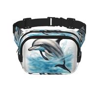 Ocean Dolphin Looking at You Imprimé Hommes et Femmes Carré Double Couche Sac Banane Sac Banane Entraînement Bandoulière Voyage, noir, One Size