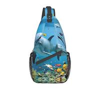 Ocean Dolphin Looking At You Imprimé Sac à Bandoulière Bandoulière, Sac à Bandoulière Décontracté, dos de Voyage Léger pour Adultes et Adolescents Hommes et Femmes