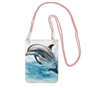 Ocean Dolphin Looking At You Sac à bandoulière imprimé pour homme et femme, mini porte-monnaie décontracté, sac de téléphone antivol, pour randonnée, voyage