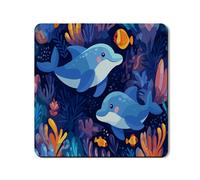 Ocean Dolphin Tapis de protection supérieure pour lave-linge, couverture supérieure colorée pour machine à laver, tapis antidérapant et imperméable en caoutchouc pour buanderie, 61 x 61 cm